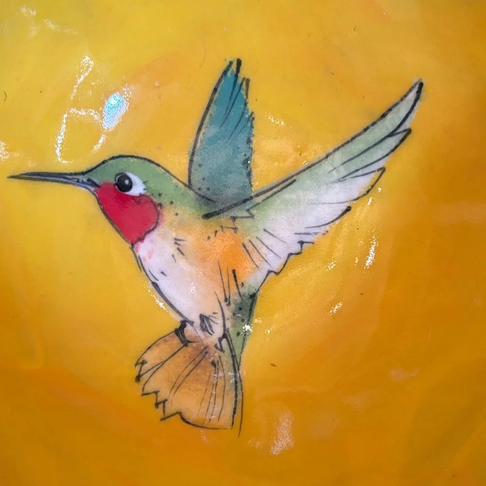 Yellow Hummingbird Ceramic Bowl